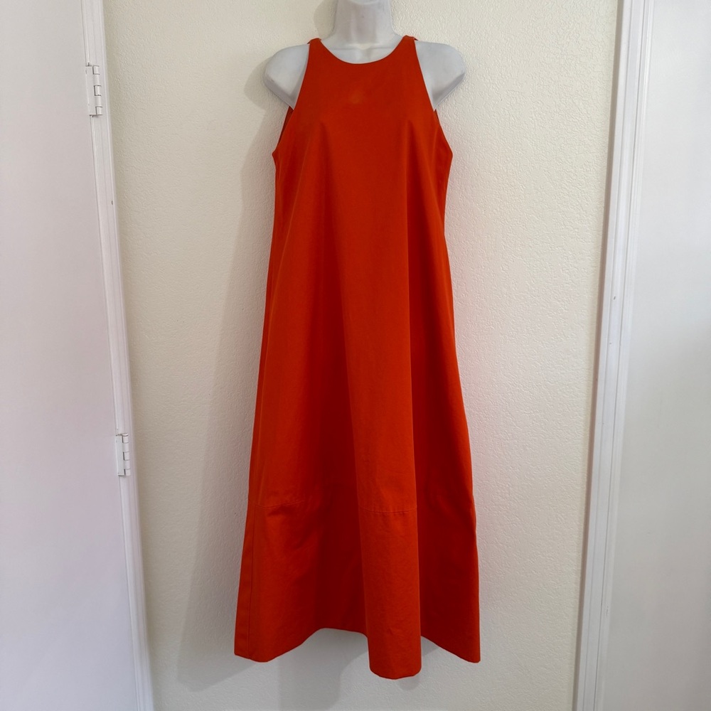 BIRD & KNOLL Orange Tangerine Sleeveless Tent Maxi Dress Canvas/Cotton